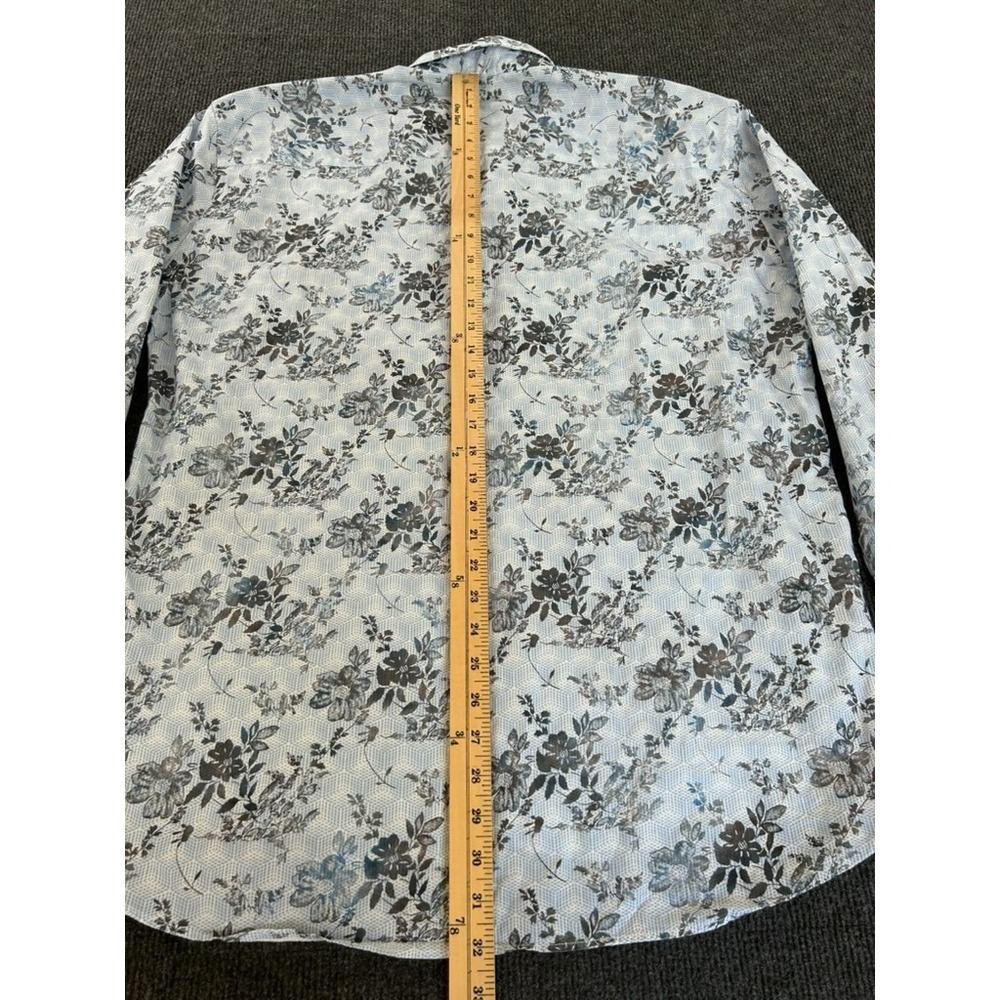 Eight X Premium Buckle Men's LS Shirt Classic Fit XXL Blue Black Floral‎ Casual - Picture 14 of 16